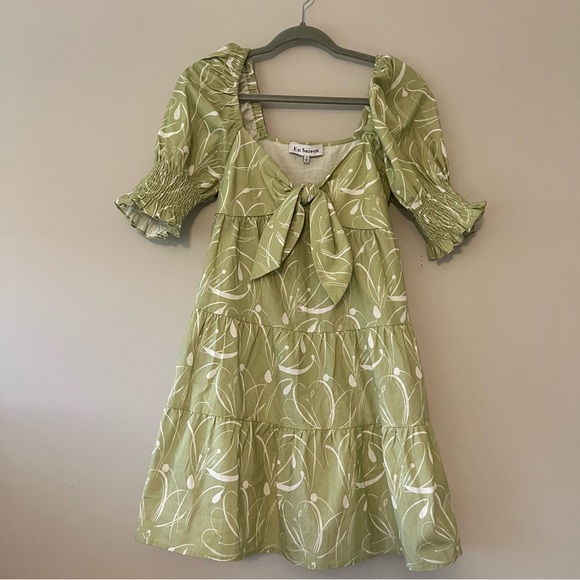 En Saison Idrissy Abstract Floral Print Tiered Cotton Minidress - Picture 2 of 6